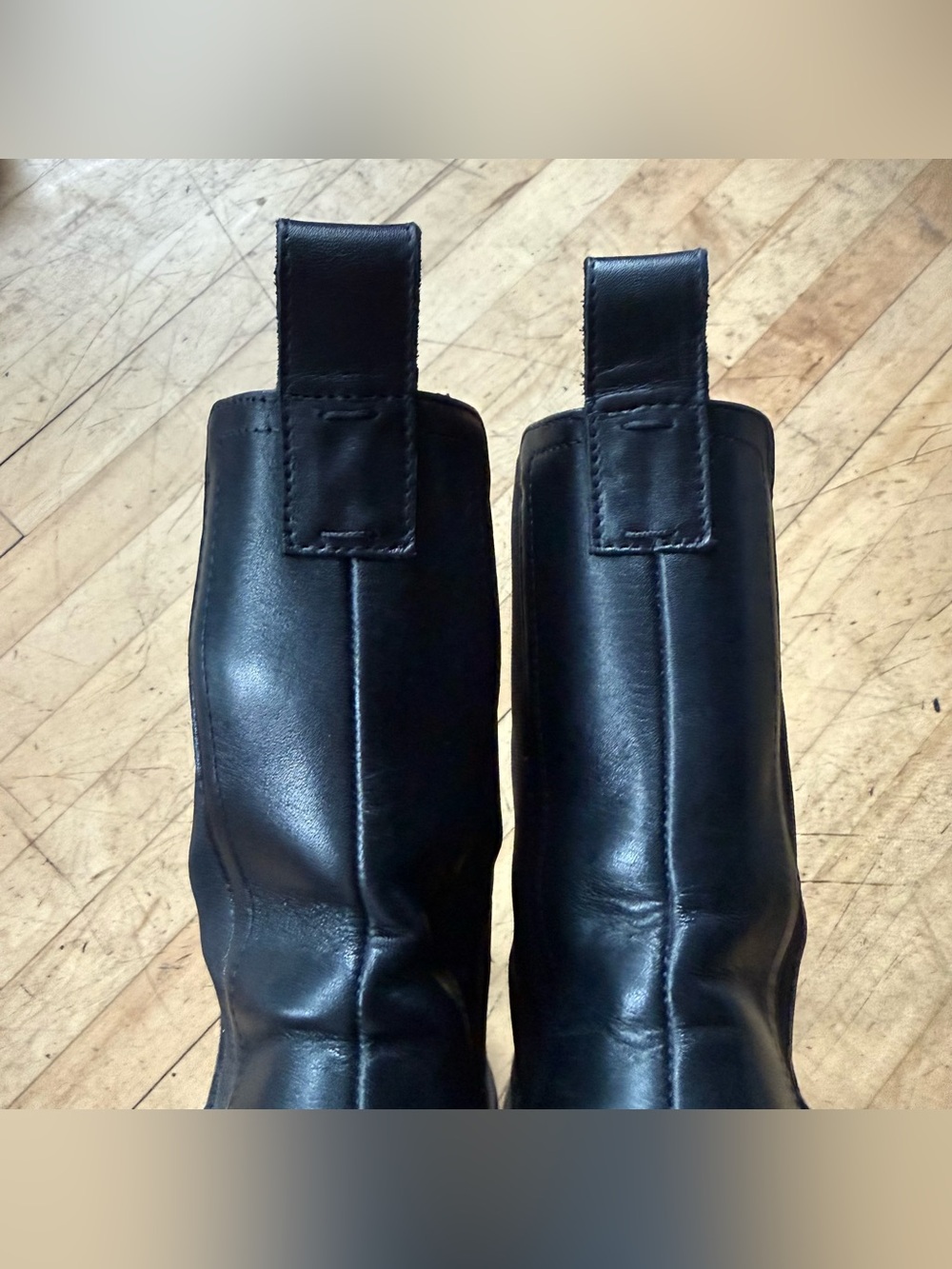 MAGUIRE Black Leather Pull On Chelsea Boots Square Toe Low Heel 38 - Picture 9 of 11